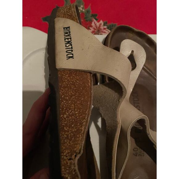 Birkenstock Gizeh Women's Thong Sandals Beige Leather Casual Summer Size 40/9.5 - Picture 6 of 8